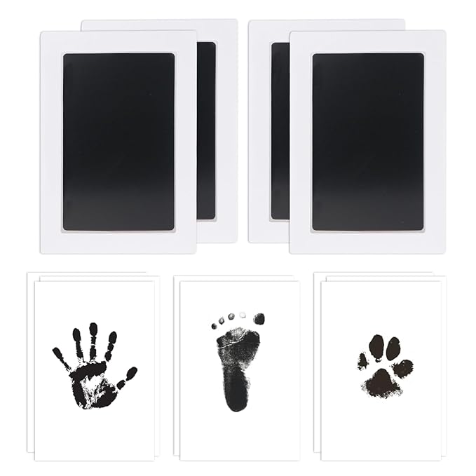 4-Pack Inkless Hand and Footprint Kit, Baby Footprint Kits, Clean Touch Baby Handprints and Footprints Kits,No Mess Ink Pad for Baby Hand and Footprints,Dog Paw Print Kit (Black)-CubbioJoy
