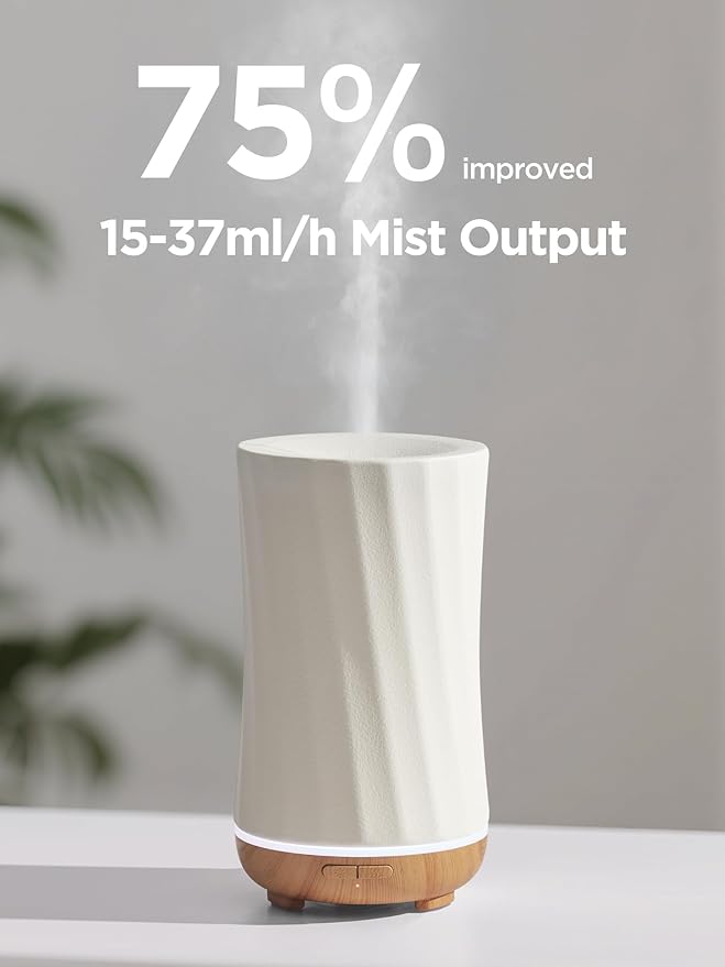 InnoGear 150ml Ceramic Oil Diffuser, Handcrafted Stone Essential Oil Diffuser Aromatherapy Diffusers Ultrasonic Cool Mist Humidifier Vaporizor with 2 Mist Modes Waterless Auto Off for Room Office Home-CubbioJoy