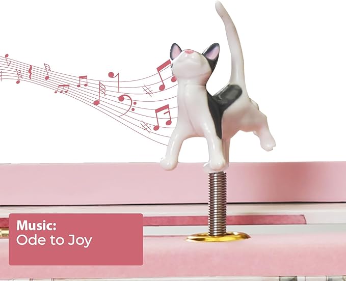 Curious Kittens Musical Jewelry Box Cat Spins to Ode to Joy 3 Pullout Drawers Treasure Storage-CubbioJoy
