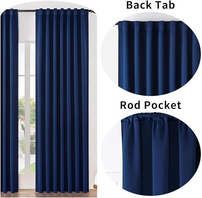 Joydeco Custom Blackout Curtains for Bedroom, 1 Panel Room Darkening Curtains & Drapes for Living Room Window Rod Pocket Back Tab (Custom Size,Navy Blue)-CubbioJoy