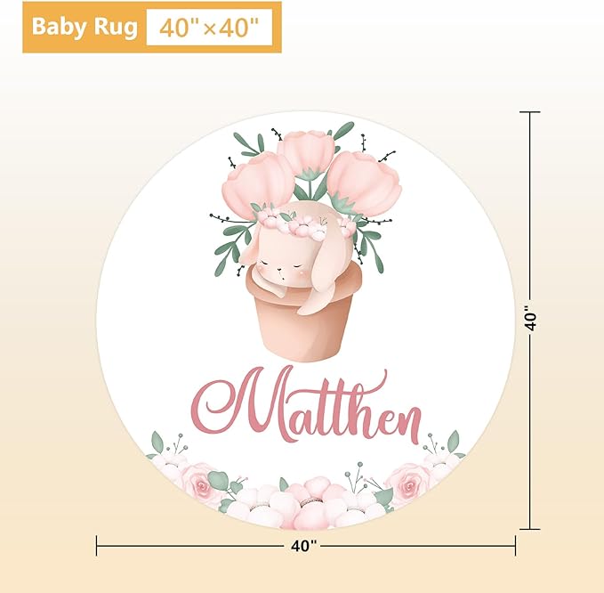 Custom Baby Crib Bedding Set - 5 Pcs Personalized Name Baby Crib Set with Double Layer Blanket - Soft Tulip Bunny Nursery Bedding Set for Girls Boys - Customized Gifts for Infants Toddlers-CubbioJoy