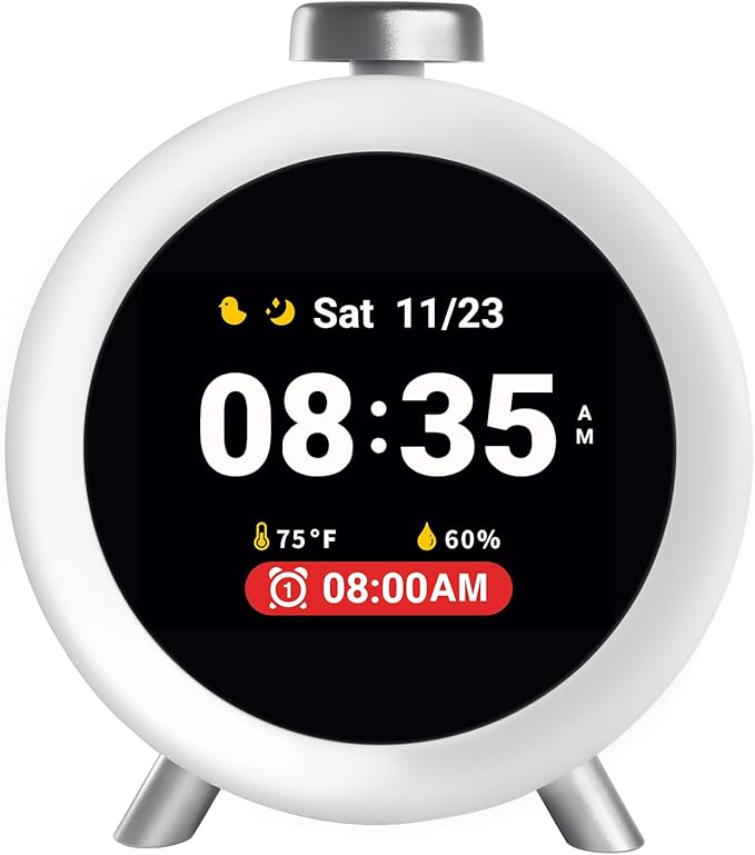 Dekala ChronoSense Alarm Clock for Bedroom Temperature Humidity, 7-Day Programmable 4 Alarms, 100dB Loud Gradual Alarm Clock Heavy Sleeper, IPS Screen Animation, Hourly Chime-CubbioJoy
