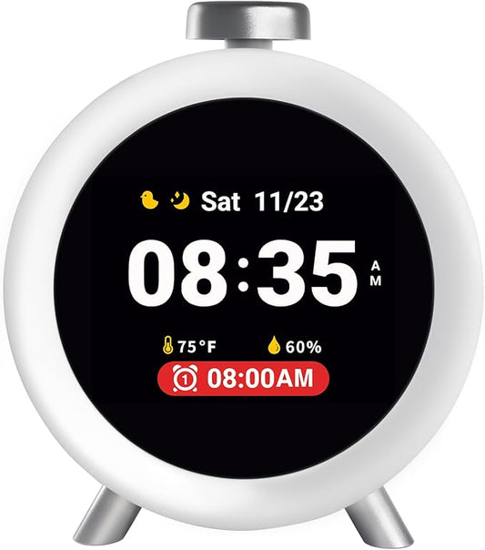 Dekala ChronoSense Alarm Clock for Bedroom Temperature Humidity, 7-Day Programmable 4 Alarms, 100dB Loud Gradual Alarm Clock Heavy Sleeper, IPS Screen Animation, Hourly Chime-CubbioJoy