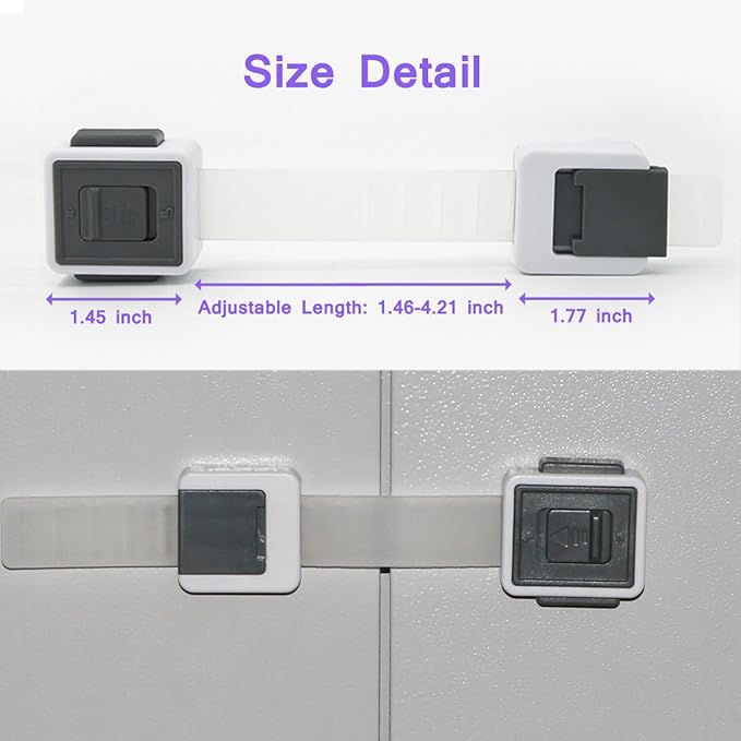 Child Proof Cabinet Locks, 4 Pack Child Locks for Drawer Cupboard Dishwasher Cupboard Pantry and Toilet. Adhesive Safety Baby Proofing Fridge Lock for Kids and Toddler-CubbioJoy