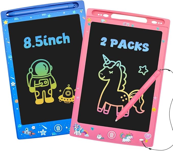 2 Pack LCD Writing Tablet for Kids, Erasable and Reusable Toddler Doodle Board in 8.5 inch, Ideal Educational Drawing Pad for Learning Toy for Ages 3-8 Gifts for Girls Boys-CubbioJoy