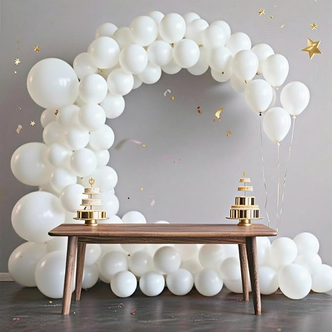 140pcs White Round Balloons Different Sizes 18 12 10 5 Inch Latex Balloons for Arch Decoration Party Balloon Kit for Graduation Birthday Party Wedding Balloon Baby Shower Decoration-CubbioJoy