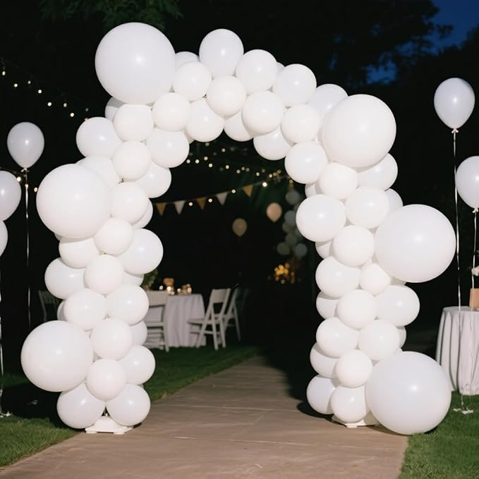 140pcs White Round Balloons Different Sizes 18 12 10 5 Inch Latex Balloons for Arch Decoration Party Balloon Kit for Graduation Birthday Party Wedding Balloon Baby Shower Decoration-CubbioJoy
