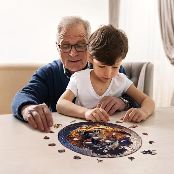 Jigfoxy Wooden Puzzle for Adults, Hatchling Dragon Wooden Jigsaw Puzzles for Adults, Unique Animal Shape Wood Cut Puzzles for Family Friend Puzzle Lovers(S-8.4 * 6.9in-111pcs)-CubbioJoy