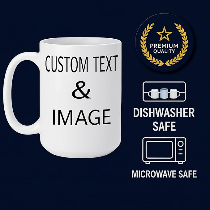 Customized 15oz Ceramic Coffee Mugs with Personalized Text and Photo Image Upload Novelty Gift, Personalize With Different Design And Images, Custom Gift (White)-CubbioJoy