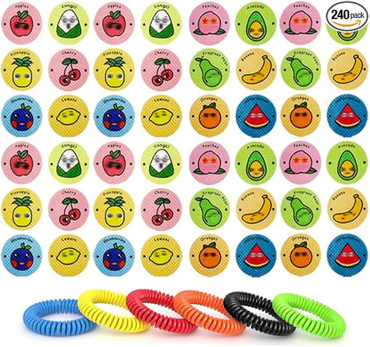 240Pcs Mosquito Patches Stickers, Individually Wrapped Natural Plant Based Mosquito Stickers with 6 Pack Mosquito Repellent Bracelets for Kids Adult Outdoor Hiking, Camping, Travel-CubbioJoy