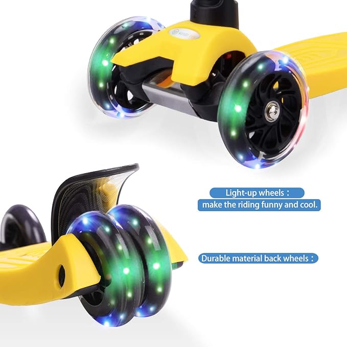 3 Wheel Scooter for Kids Ages 6-12,Kids Scooter with Light Up Wheels, Sturdy Deck Design, and 4 Height Adjustable Suitable for Kid Ages 3-12-CubbioJoy
