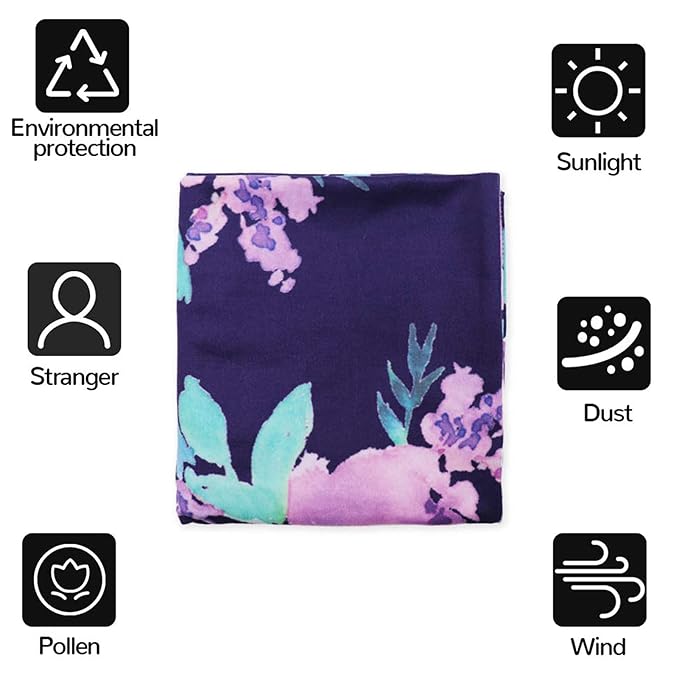 Carseat Cover Girls, Multiuse - Nursing Breastfeeding Covers, Purple Flower Theme, Car seat Canopy, Stretchy Soft Breathable-CubbioJoy