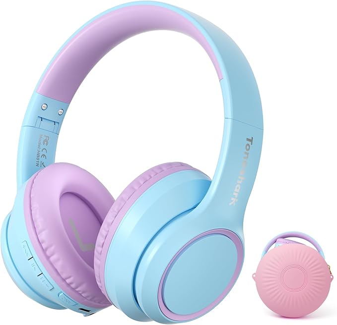 Active Noise Cancelling Headphones for Kids, 60H Playtime,Purple Wireless Bluetooth Over-Ear Headset Built-in Microphone for Home/School/Travel/Party - Includes Portable Case-CubbioJoy
