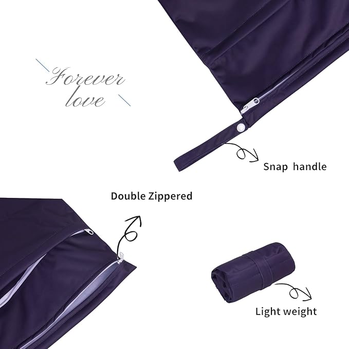 ALVABABY 3pcs Cloth Diaper Wet Dry Bags Waterproof Reusable with Two Zippered Pockets Travel Beach Pool Daycare Soiled Baby Items Yoga Gym Bag for Swimsuits or Wet Clothes 3L-ZM08-CubbioJoy