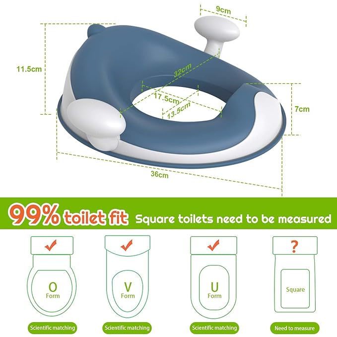 ANGELBLISS Baby Potty Training Toilet Seat with Soft Cushion Handles, Haute Collection, Double Anti-Slip Design and Splash Guard for Boys and Girls (Blue)-CubbioJoy