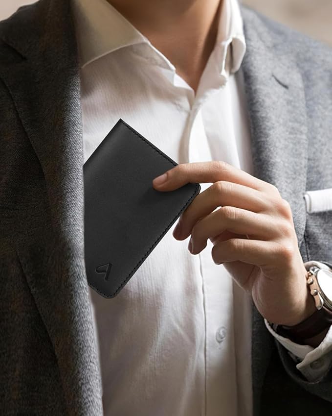 ALLIVE Passport Holder for Travel, Genuine Leather Passport Holder Women Men,Passport Cover Wallet,Travel Must Haves Airport Essentials Travel Gifts Black-CubbioJoy