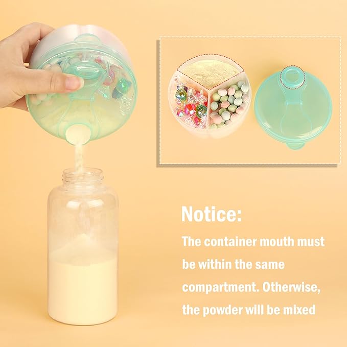 Accmor Baby Formula Dispenser On The Go, Formula Container to Go, Non-Spill Rotating Three-Compartment Formula Dispenser and Snack Storage Container for Infant Toddler Traveling-CubbioJoy