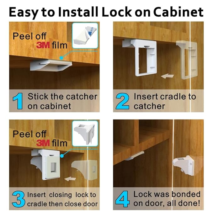 Cabinet Locks for Babies（48Locks+10Keys) Magnetic Child Locks for Cabinets Baby Proofing Cabinets-HelloPony-CubbioJoy
