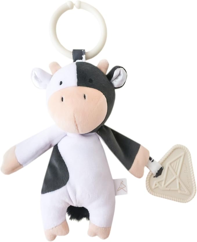 Copper Pearl On-The-Go Plush: Clip On Baby Toys for Travel, Soft Stuffed Cow Plush with Teether for Sensory Development - Colby Cow-CubbioJoy