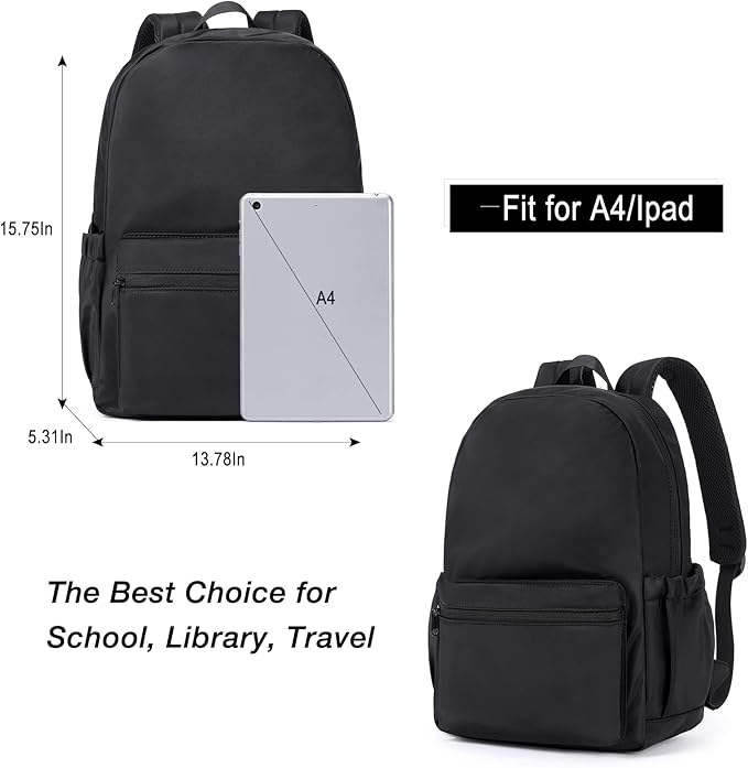 CLUCI Black Backpack for Women Men, Waterproof High School Bookbag, Lightweight Casual Travel Daypack, Classic Basic College Backpack, Middle School Bag for Teen Girls Boys Laptop Backpack-CubbioJoy