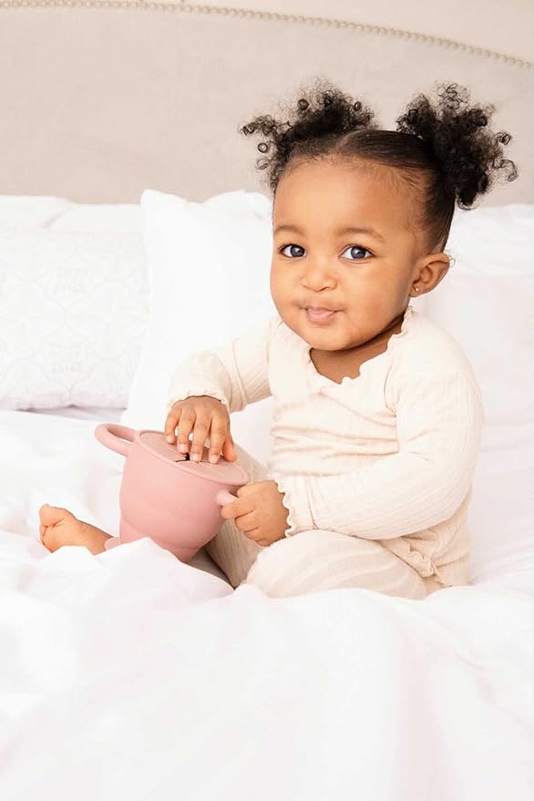 BraveJusticeKidsCo | Snack Attack II Snack Cup | Collapsible Silicone Snack Container | Toddler and Baby Snack Catcher Lid (Blue Steel)-CubbioJoy