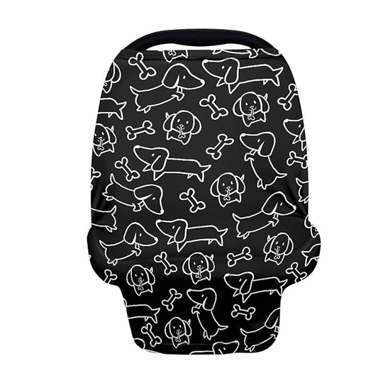 Binienty Dachshund Print Car Seat Cover for Babies Multi Use Nursing Cover for Newborn Boys Girls Soft Breathable Newborn Carrier/Stroller/Shopping Car-CubbioJoy