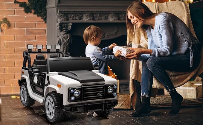 12V SUV 5MPH 2-Seater Ride on Toys, Ride-on Truck Toy w/Parent Remote,4W/2D 3-Speed Kids Electric Vehicles with Motor,Spring Suspension,LED,Music (12V Electric Ride on Truck SUV)-CubbioJoy