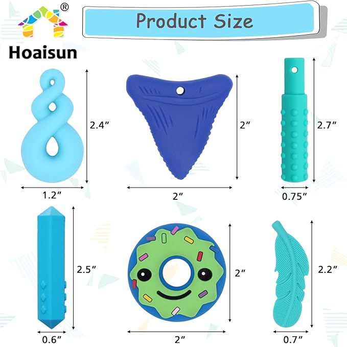 Chew Necklaces for Sensory Kids, 6 PCS Sensory Chew Necklaces for Boys Girls with ADHD, SPD, Autism, Chewing Needs, Silicone Chewy Necklaces Chew Toys for Adults Used for Reliving Anxiety and Stress-CubbioJoy