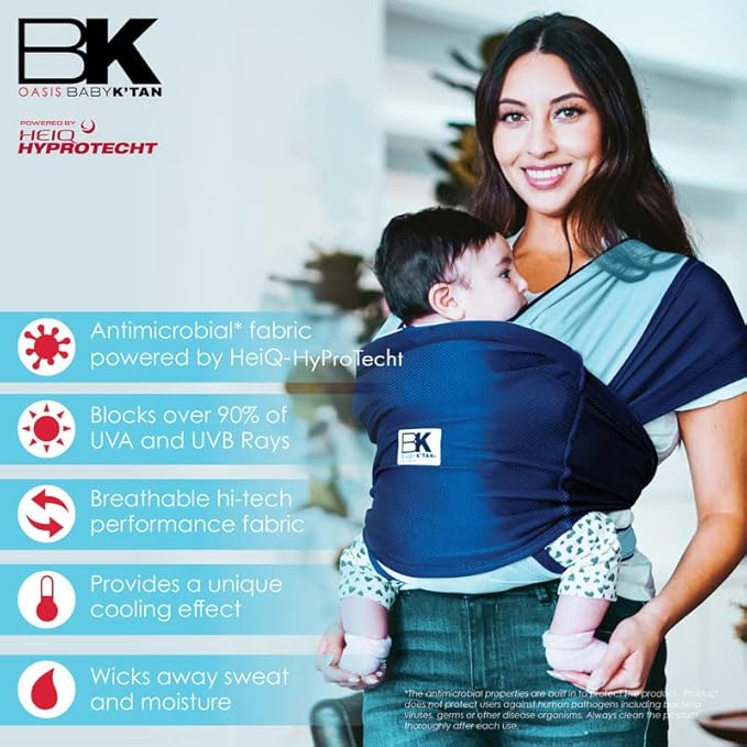 Active Oasis Baby K'tan Baby Carrier Wrap: #1 Easy Pre-Wrapped Baby Sling Gift | Breathable Sport Blend | UVA/UVB Infant Sun Protection | Promotes Safe Hygiene | Newborn up to 35lb (See Size Chart)-CubbioJoy