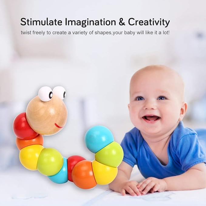 Baby Toys 6 to 12 Months, 12-18 Months, 3-6 Months Developmental, Tummy Time Toys Crawling Toys - Infant Toys - Caterpillar Twisting Baby Boy and Baby Girl Toys (2 Pack) (Rainbow)-CubbioJoy