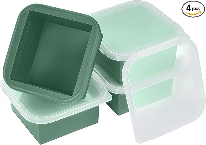 2-Cup Silicone Freezer Trays with Lids – Perfect for Meal Prep, Portion Control, and Easy Freezing-Meal Prep Container Molds for Soup,Leftovers (Green, 4 pack)-CubbioJoy