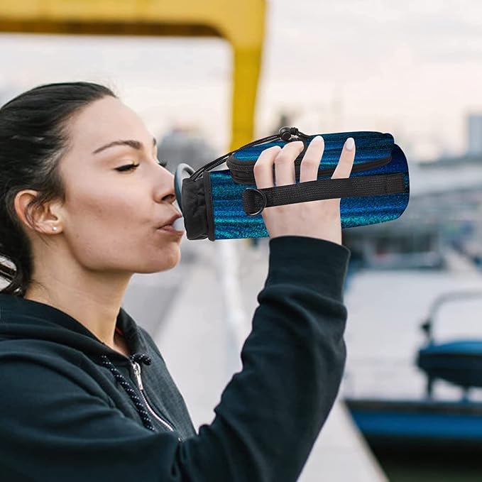 25/32/40/64oz Water Bottle Bag Holder Carrier-Insulated Crossbody Sling Case Sleeve with Strap & Pockets for Men Women Gym Cycling Travel Walking Hiking Camping-CubbioJoy