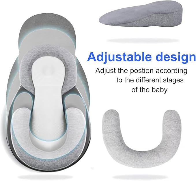 Baby Wedge Pillow for Newborn, Baby Lounger Pillow, Acid Reflux Breastfeeding Pillow for Reducing Spit-Up, with Safety Strap-CubbioJoy
