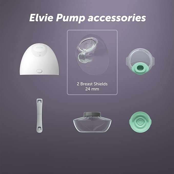 Elvie Pump Breast Shield - 24mm | 2 Pack Nipple Shield Flange for Pumping Breast Milk | Breast Feeding Essentials for Electric Breast Pumps | BPA Free Breast Shells | Breast Pump Bra Compatible-CubbioJoy