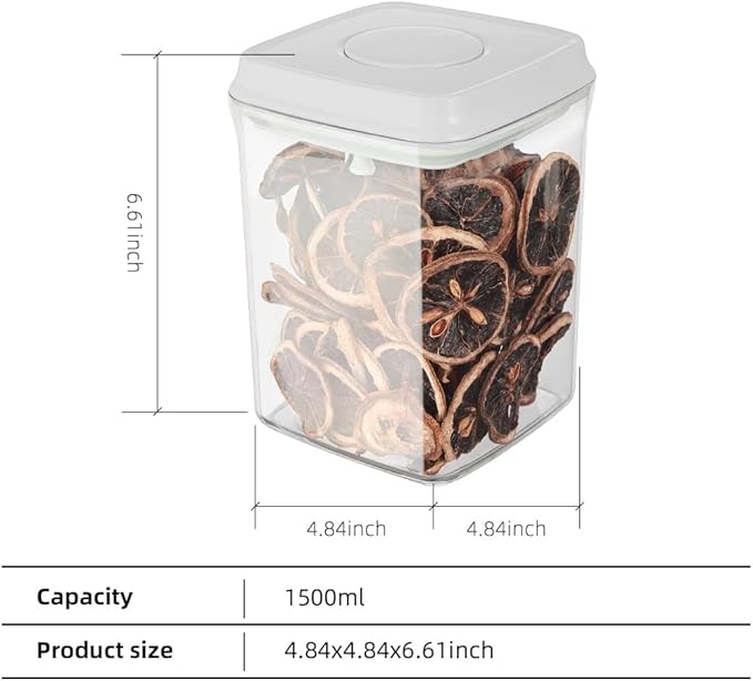 Ankou Food Airtight Containers (1500ml) 1.5 Qt Pop Up Food Formula Container With Lids, Bpa-Free One Button Open Stackable Container for Coffee Tea Brown Sugar Cereals - 8 Labels - Clear-CubbioJoy