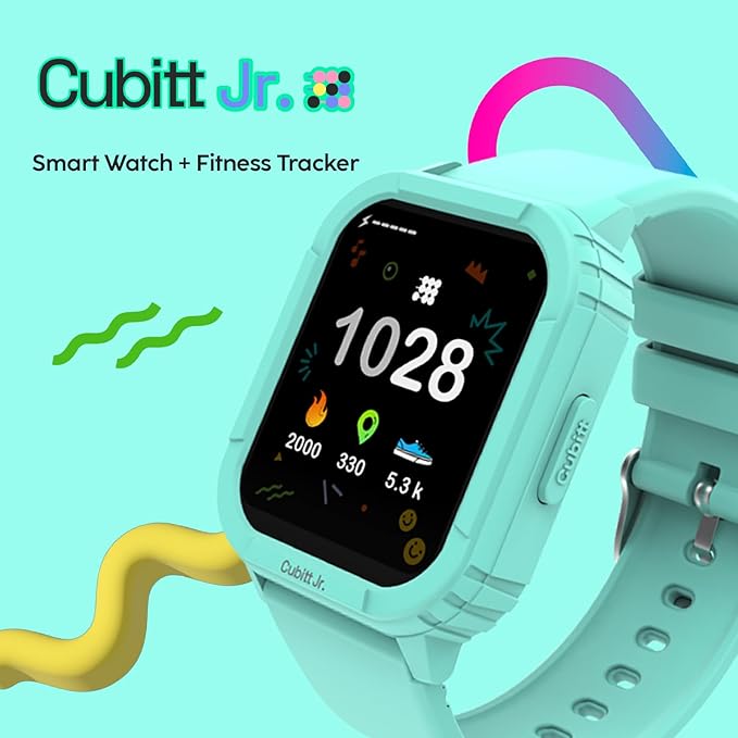 Cubitt Jr Smart Watch Fitness Tracker for Kids and Teens, with Games, Step Counter, Sleep Monitor, Heart Rate Monitor, Activity Tracker, Good Habits Alarms, 1.52" Touch Screen, IP68 Waterproof-CubbioJoy