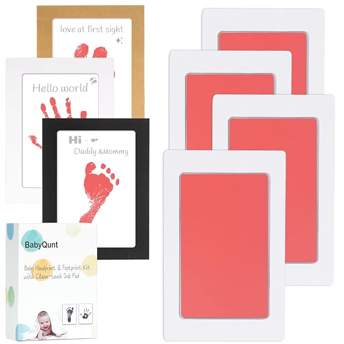 Inkless Baby Hand and Footprint Kit,Clean-Touch Ink Pad Kit,Safe No Mess Printing Infant Hand Foot Stamp,4 Pack Newborn Inkless Print Pads Best Keepsake or Gifts for Family-CubbioJoy