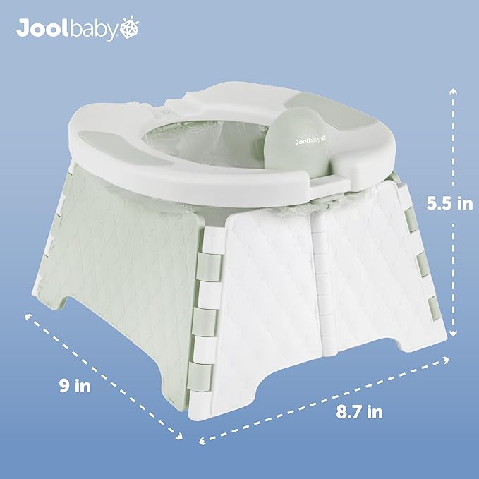 Jool Baby Portable Potty Training Chair with Travel Bag and 30 Liners, Foldable, Indoor/Outdoor Use, Camping (Sage)-CubbioJoy