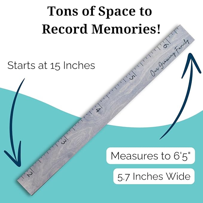 Boho Growth Chart for Wall - Height Board Growth Chart Wooden Growth Chart for Wall Kids Measuring Chart for Wall Height Chart Growth Chart for Kids (Our Growing Family, Gray)-CubbioJoy