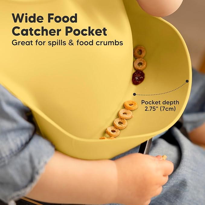 KeaBabies 2-Pack Silicone Baby Bibs for Eating - Sturdy Food-Grade Silicone Bibs for Babies Girl, Boy, Large Food Catcher, Clean & Put On Easily, Waterproof Toddler Feeding Essentials (Valiant)-CubbioJoy