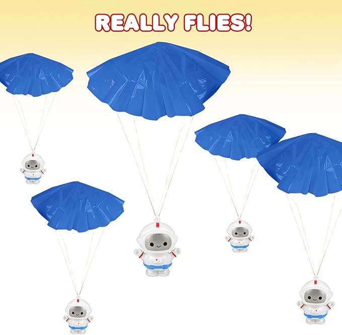 ArtCreativity 24-Pack / 2" Mini Astronaut Paratroopers – Durable Parachute Toys for Kids – Space-Themed Party Favors, Astronaut Piñata Fillers, and Goodie Bag Toys-CubbioJoy