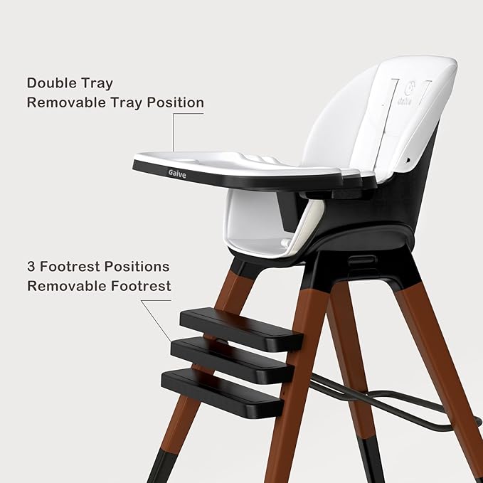 8 in 1 Highchair, Convertible Wooden Baby High Chair with Tray, Adjustable High Chair for Babies and Toddlers, Easy to Clean, Grow with Family|Booster|Learning Table|High Stool-CubbioJoy