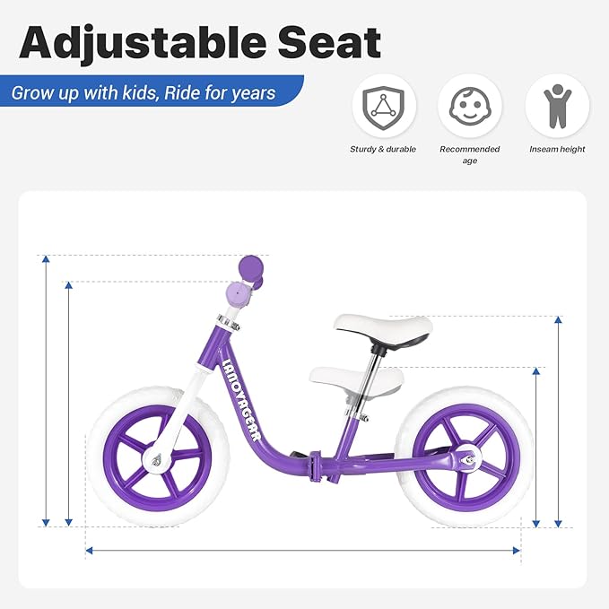 Balance Bike for Toddlers Ages 1.5–5 – No-Pedal Training Bike with Adjustable Seat & Handlebar, Lightweight Frame, Easy Assembly for Boys & Girls-CubbioJoy