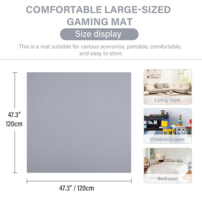 Baby Play Mat 48"x48" – Thick, Non-Slip Foam Mat for Babies and Toddlers. Foldable, Scrubbable, Odorless, and Soft, Ideal for Playpens, Crawling, and Indoor Playtime-Grey-CubbioJoy