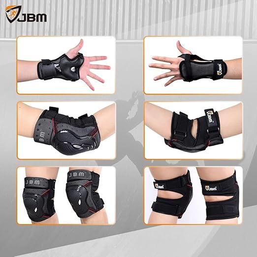 JBM Teenager Adult Bike Knee Pads and Elbow Pads with Wrist Guards Protective Gear Set for Biking, Riding, Cycling and Multi Sports Safety Scooter, Skateboard, Bicycle-CubbioJoy