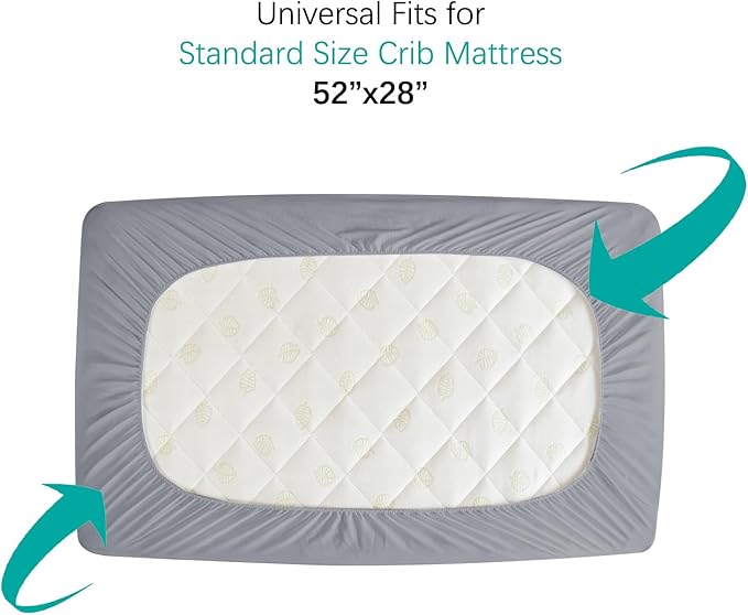 Crib Mattress Protector Waterproof Crib Sheets Fitted 2 Pack Gray Quilted Toddler Mattress Pad Cover 52" x 28" Machine Washable-CubbioJoy