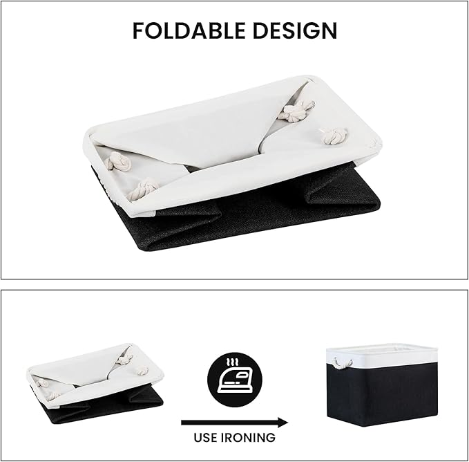 Bidtakay Black Storage Bins Storage Baskets for Shelves Decorative Basket Set of 2 Fabric Cloth Bins for Organizing 16x11.8x11.8 in Large Tall Baskets with Soft Handles for Home Office Living Room-CubbioJoy