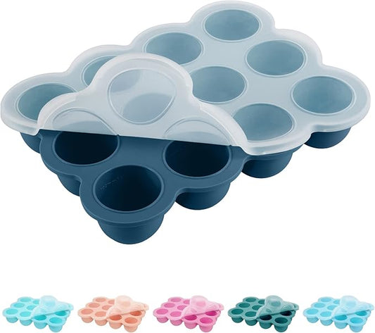 Baby Food Storage 12 x 1.5OZ Silicone Freezer Tray with Lid, Food Grade Silicone Containers for Purees & Vegetables Midnight Blue-CubbioJoy