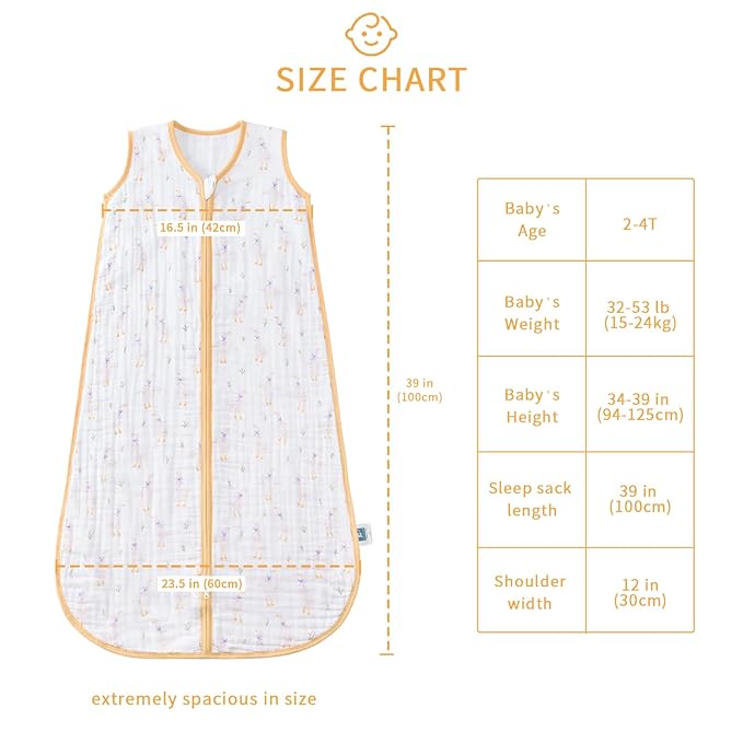 Baby Sleep Sack 2-4 T Baby Wearable Blanket 100% Organic Cotton 0.5 TOG Toddler Sleep Sacks 2- Way Zipper Soft 4 Layers 2T 3T 4T Goose-CubbioJoy
