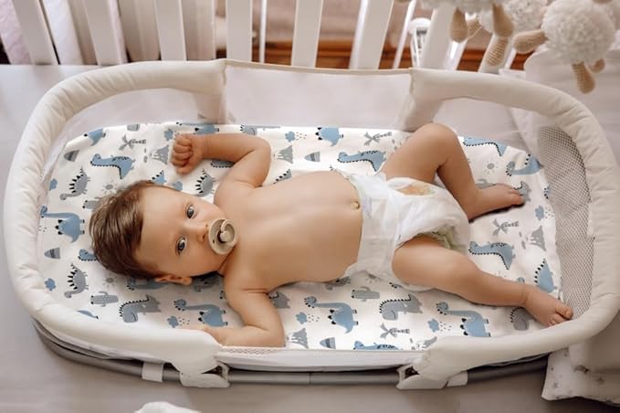 4 Pack Soft Baby Boy Sheets Dinosaur Star Cloud Soft Polyester Neutral Unisex Fitted Sheets Set for Baby Boys-CubbioJoy